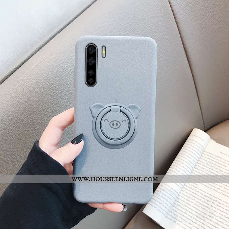 Étui Oppo A91 Créatif Tendance Téléphone Portable Incassable Délavé En Daim Simple Fluide Doux Bleu