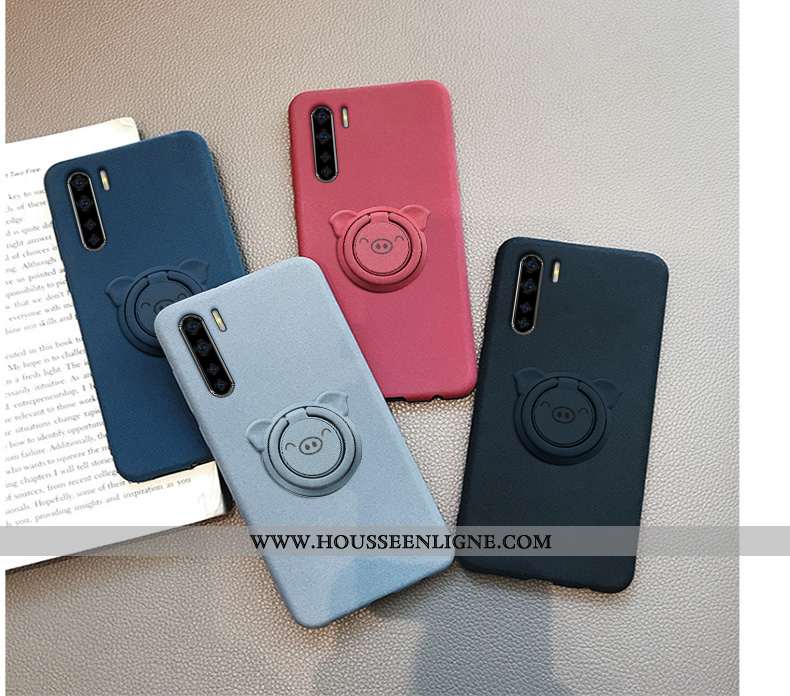 Étui Oppo A91 Créatif Tendance Téléphone Portable Incassable Délavé En Daim Simple Fluide Doux Bleu