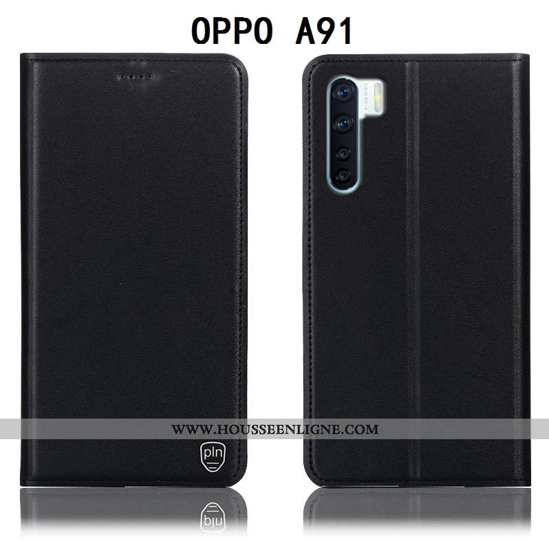 Étui Oppo A91 Cuir Véritable Protection Téléphone Portable Tout Compris Housse Jaune