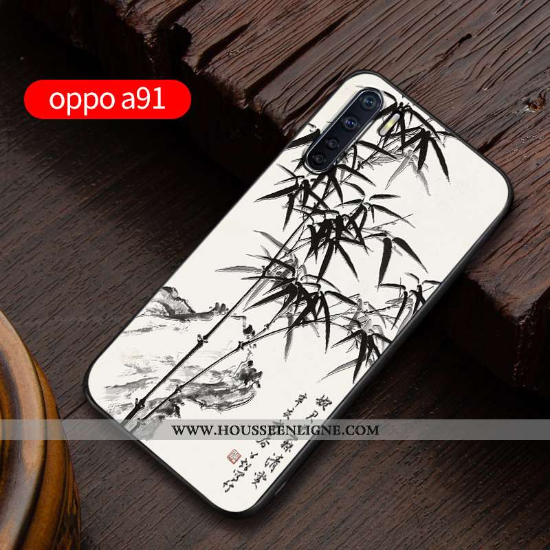 Étui Oppo A91 Délavé En Daim Personnalité Incassable Gaufrage Silicone Coque Protection Bleu