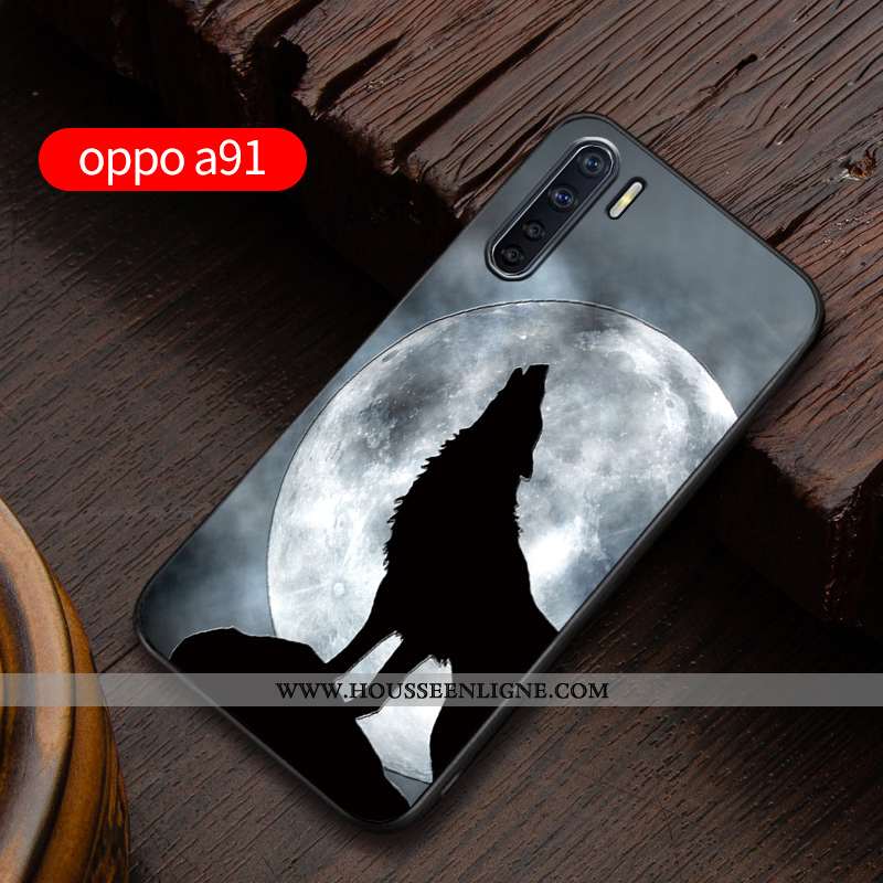 Étui Oppo A91 Délavé En Daim Personnalité Incassable Gaufrage Silicone Coque Protection Bleu