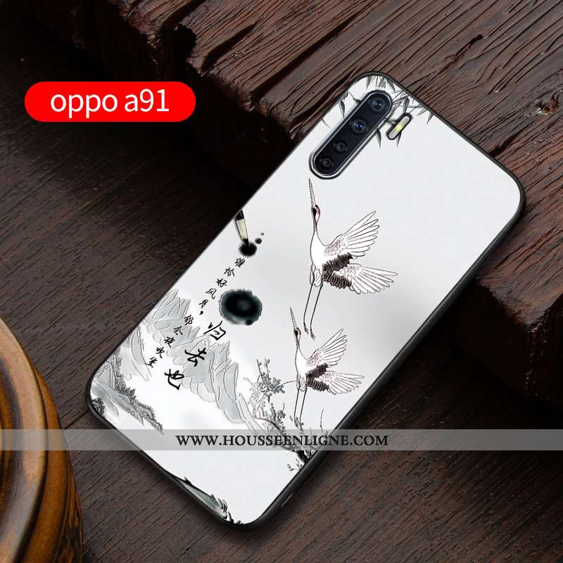 Étui Oppo A91 Délavé En Daim Personnalité Incassable Gaufrage Silicone Coque Protection Bleu
