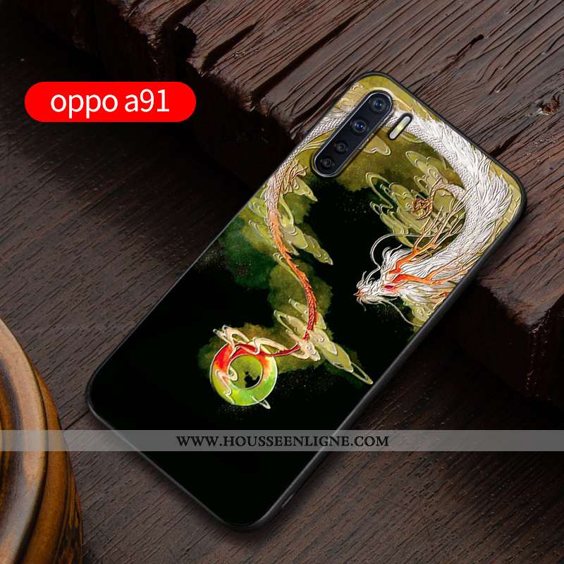 Étui Oppo A91 Délavé En Daim Personnalité Incassable Gaufrage Silicone Coque Protection Bleu