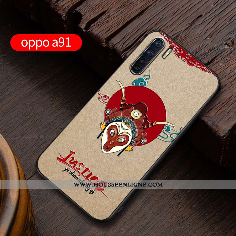 Étui Oppo A91 Délavé En Daim Personnalité Incassable Gaufrage Silicone Coque Protection Bleu