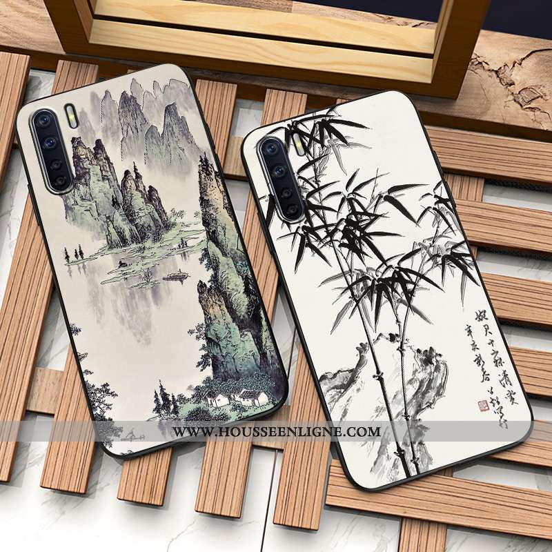 Étui Oppo A91 Délavé En Daim Personnalité Incassable Gaufrage Silicone Coque Protection Bleu
