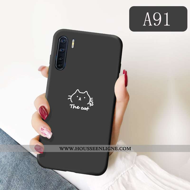 Étui Oppo A91 Fluide Doux Silicone Amoureux Petit Personnalité Net Rouge Noir