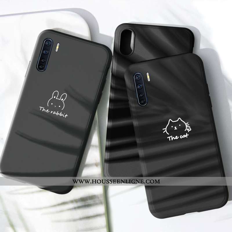 Étui Oppo A91 Fluide Doux Silicone Amoureux Petit Personnalité Net Rouge Noir