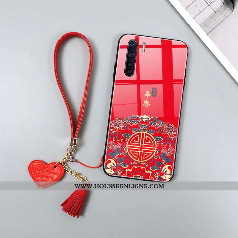Étui Oppo A91 Fluide Doux Silicone Net Rouge Vintage Tout Compris Imprimé Noir