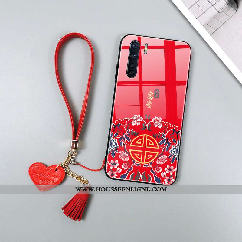 Étui Oppo A91 Fluide Doux Silicone Net Rouge Vintage Tout Compris Imprimé Noir