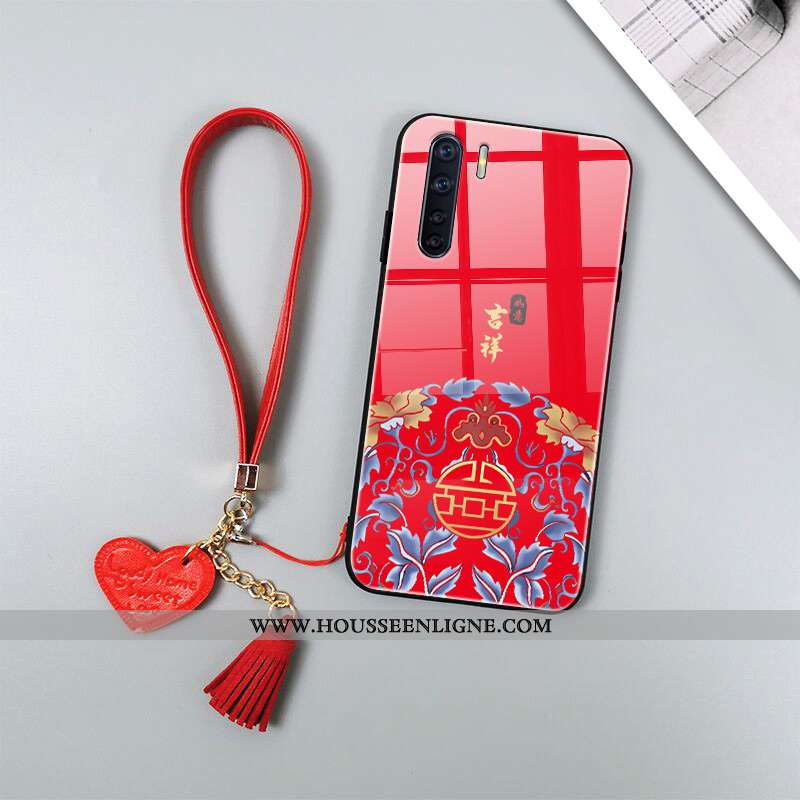 Étui Oppo A91 Fluide Doux Silicone Net Rouge Vintage Tout Compris Imprimé Noir