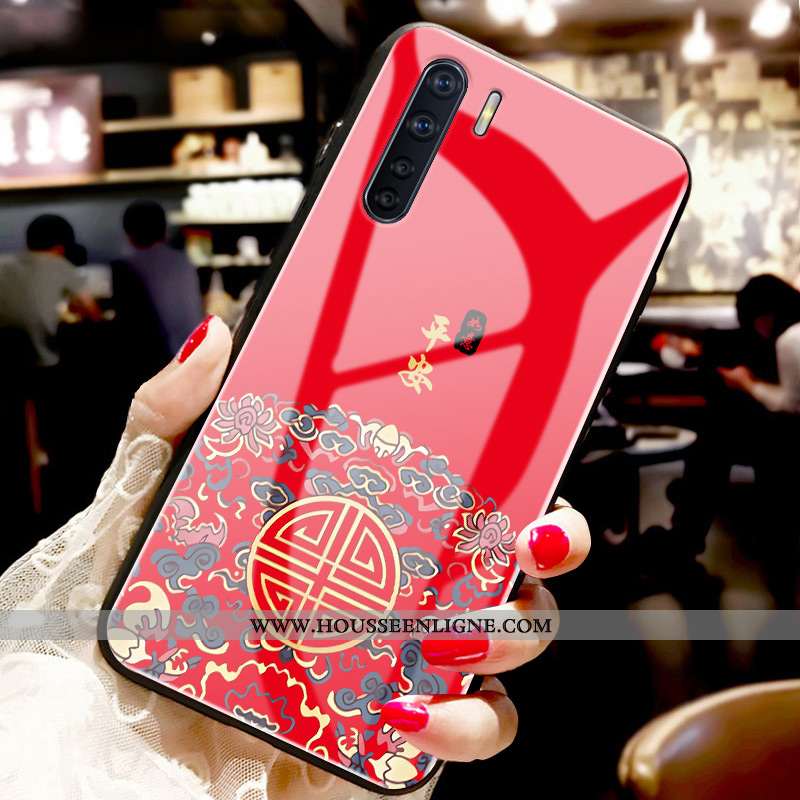 Étui Oppo A91 Fluide Doux Silicone Net Rouge Vintage Tout Compris Imprimé Noir