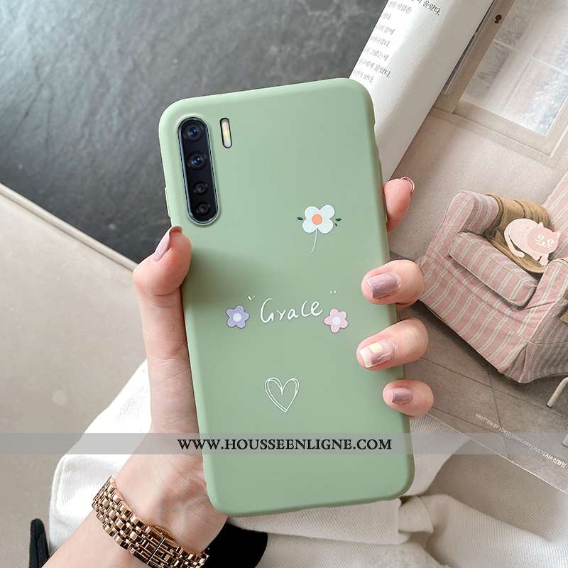 Étui Oppo A91 Légère Fluide Doux Vert Téléphone Portable Net Rouge Simple Verte