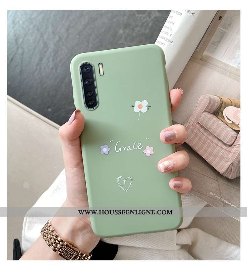Étui Oppo A91 Légère Fluide Doux Vert Téléphone Portable Net Rouge Simple Verte