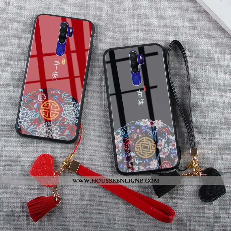 Étui Oppo A91 Mode Protection Simple Incassable Amour Ornements Suspendus Rouge