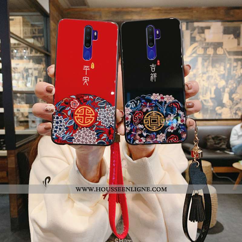Étui Oppo A91 Mode Protection Simple Incassable Amour Ornements Suspendus Rouge