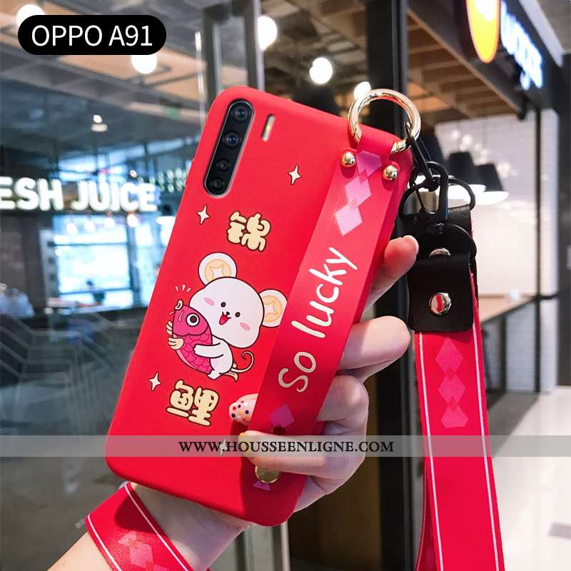 Étui Oppo A91 Ornements Suspendus Personnalité Protection Fluide Doux Charmant Mode Légère Rouge