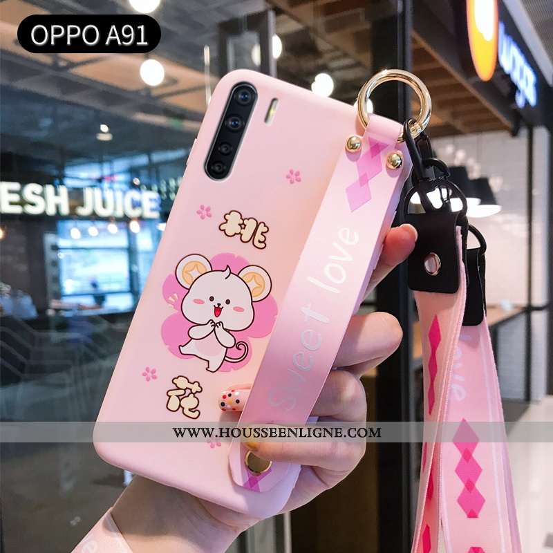 Étui Oppo A91 Ornements Suspendus Personnalité Protection Fluide Doux Charmant Mode Légère Rouge