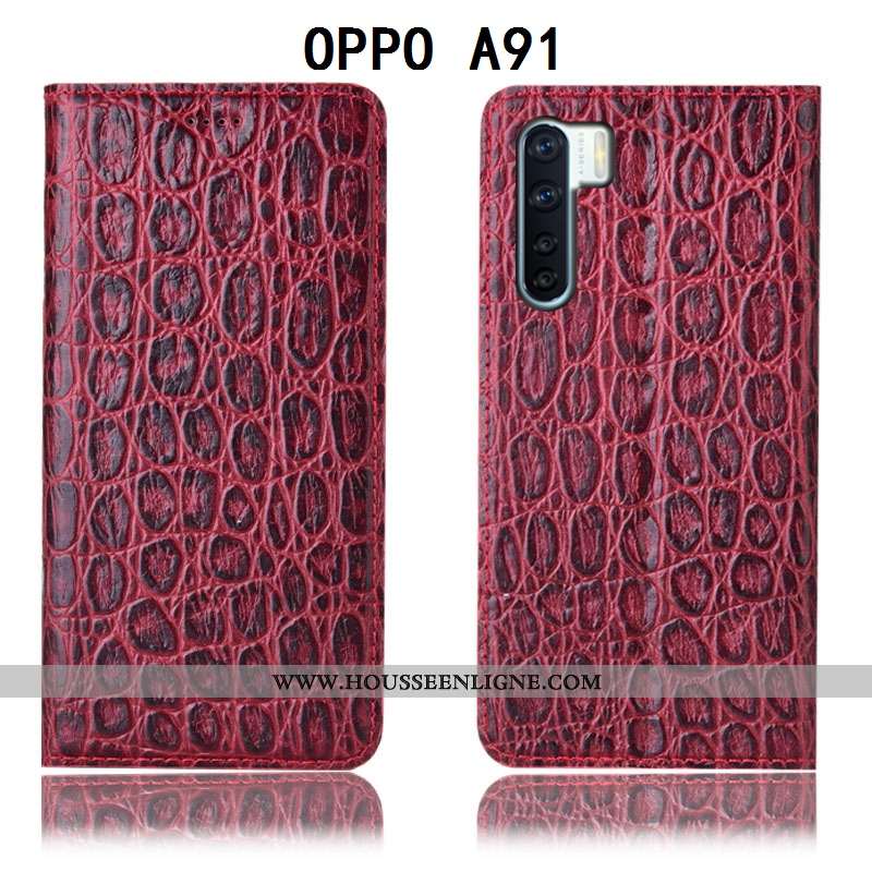 Étui Oppo A91 Protection Cuir Véritable Incassable Tout Compris Marron Téléphone Portable Coque