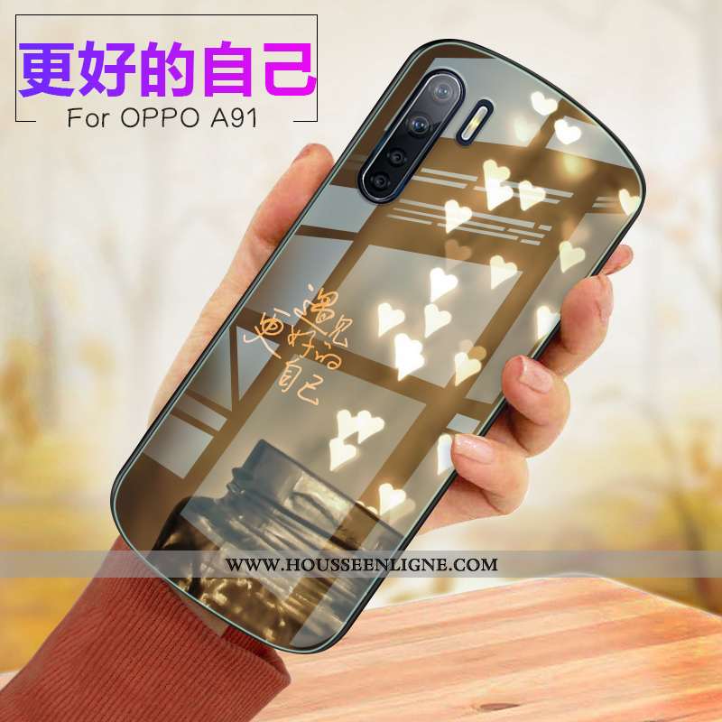 Étui Oppo A91 Verre Fluide Doux Incassable Téléphone Portable Rose Coque