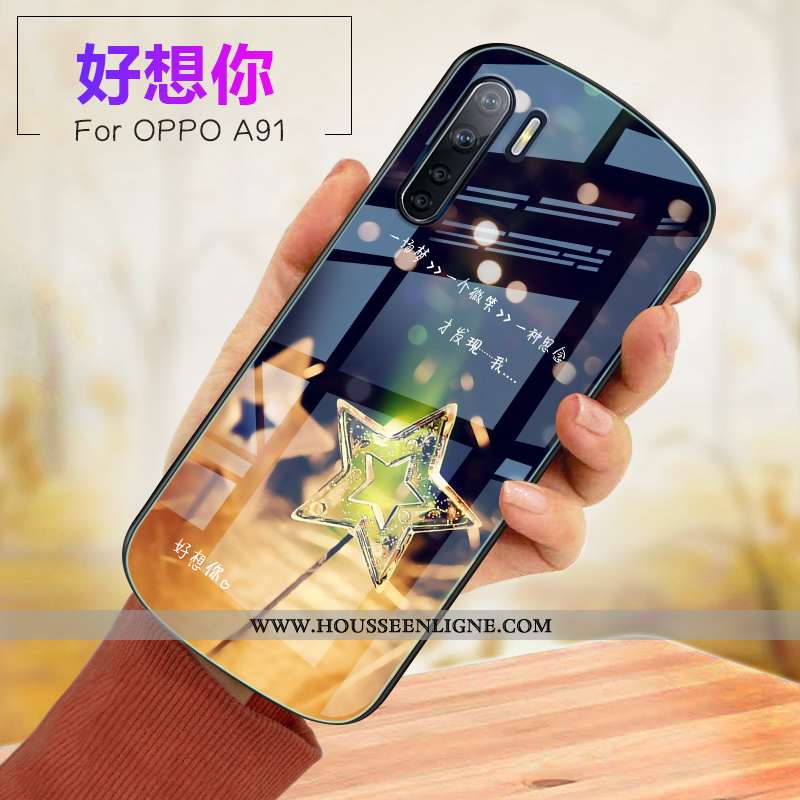 Étui Oppo A91 Verre Fluide Doux Incassable Téléphone Portable Rose Coque