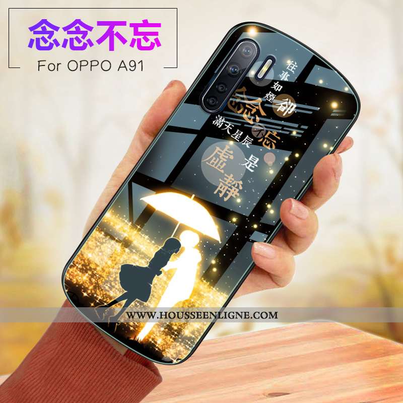 Étui Oppo A91 Verre Fluide Doux Incassable Téléphone Portable Rose Coque
