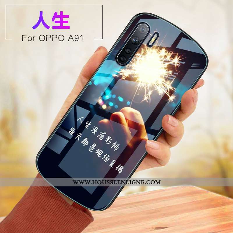 Étui Oppo A91 Verre Fluide Doux Incassable Téléphone Portable Rose Coque