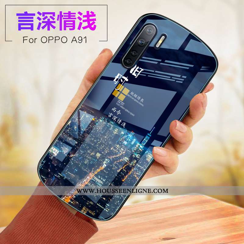 Étui Oppo A91 Verre Fluide Doux Incassable Téléphone Portable Rose Coque