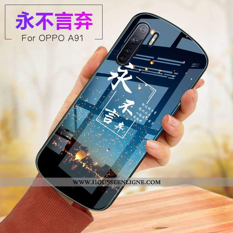 Étui Oppo A91 Verre Fluide Doux Incassable Téléphone Portable Rose Coque