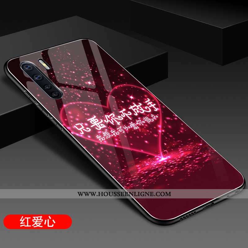 Étui Oppo A91 Verre Personnalité Téléphone Portable Coque Silicone Mode Bleu