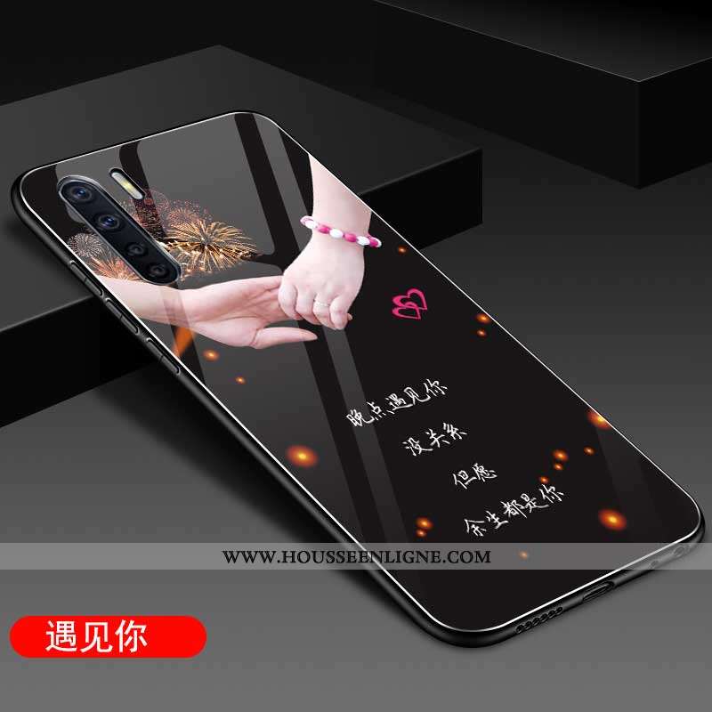 Étui Oppo A91 Verre Personnalité Téléphone Portable Coque Silicone Mode Bleu