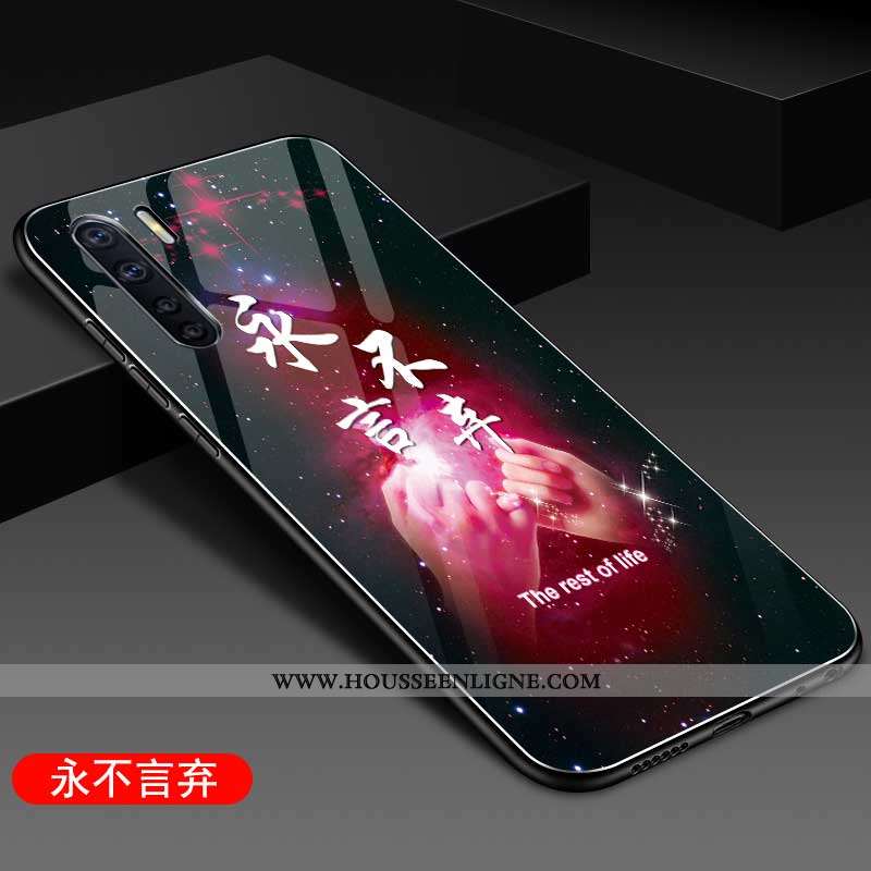 Étui Oppo A91 Verre Personnalité Téléphone Portable Coque Silicone Mode Bleu