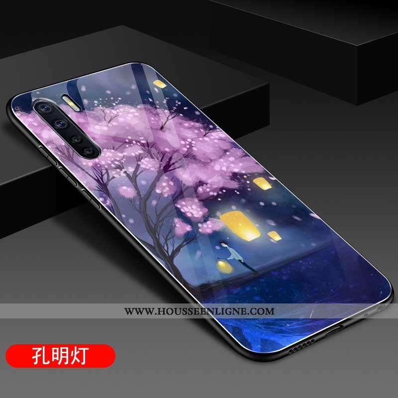 Étui Oppo A91 Verre Personnalité Téléphone Portable Coque Silicone Mode Bleu
