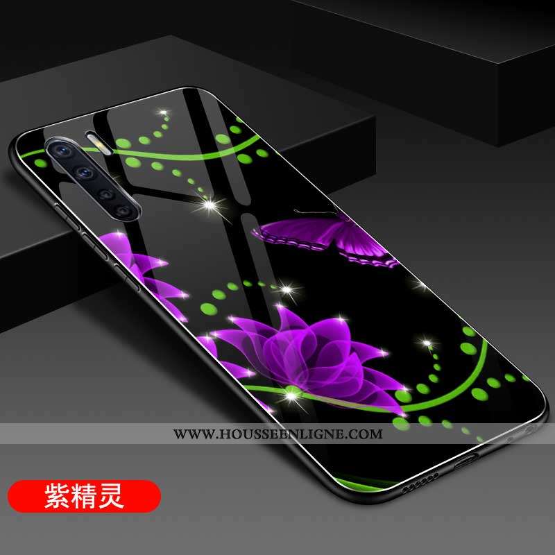 Étui Oppo A91 Verre Personnalité Téléphone Portable Coque Silicone Mode Bleu