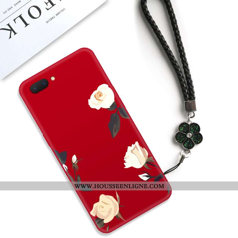 Étui Oppo Ax5 Protection Délavé En Daim Classic Art Simple Frais Fleur Noir