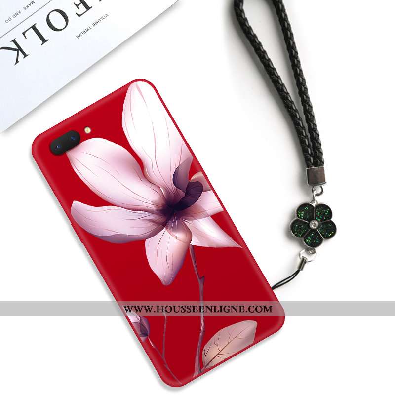 Étui Oppo Ax5 Protection Délavé En Daim Classic Art Simple Frais Fleur Noir