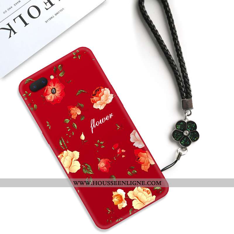 Étui Oppo Ax5 Protection Délavé En Daim Classic Art Simple Frais Fleur Noir