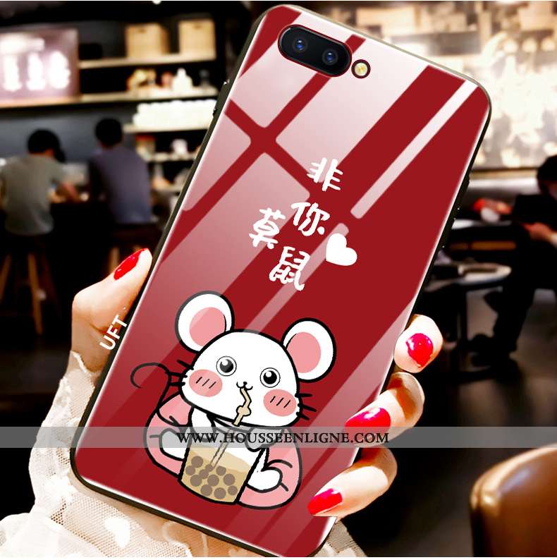 Étui Oppo Ax5 Verre Téléphone Portable Rouge Incassable Tout Compris Rat Net Rouge