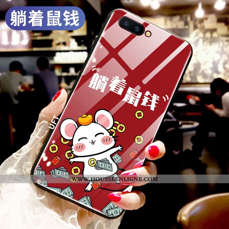 Étui Oppo Ax5 Verre Téléphone Portable Rouge Incassable Tout Compris Rat Net Rouge