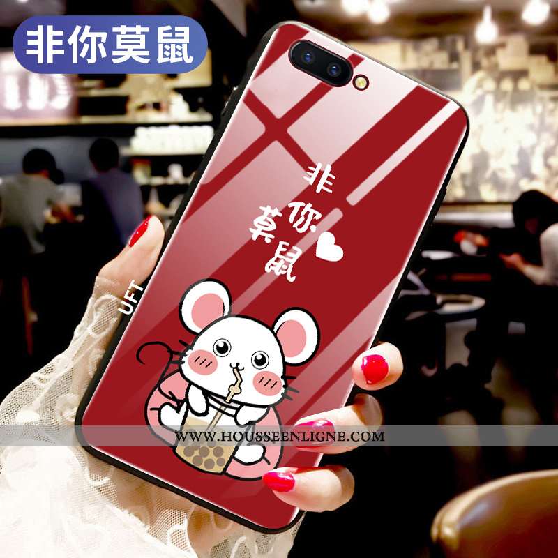 Étui Oppo Ax5 Verre Téléphone Portable Rouge Incassable Tout Compris Rat Net Rouge