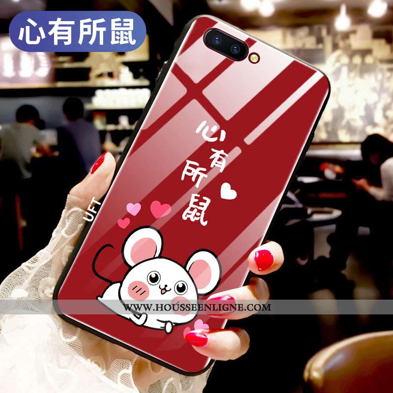 Étui Oppo Ax5 Verre Téléphone Portable Rouge Incassable Tout Compris Rat Net Rouge