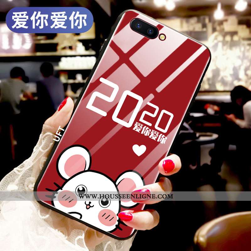Étui Oppo Ax5 Verre Téléphone Portable Rouge Incassable Tout Compris Rat Net Rouge