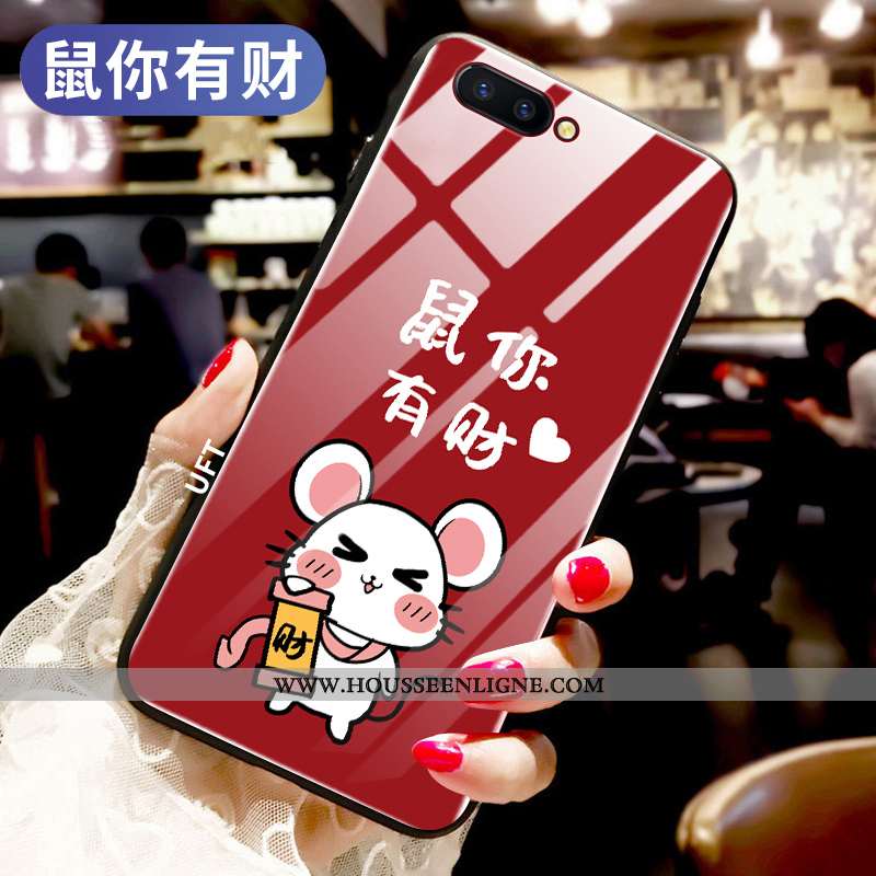 Étui Oppo Ax5 Verre Téléphone Portable Rouge Incassable Tout Compris Rat Net Rouge