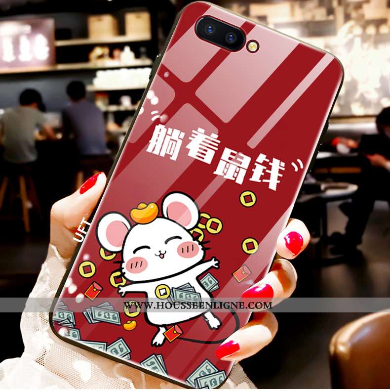 Étui Oppo Ax5 Verre Téléphone Portable Rouge Incassable Tout Compris Rat Net Rouge