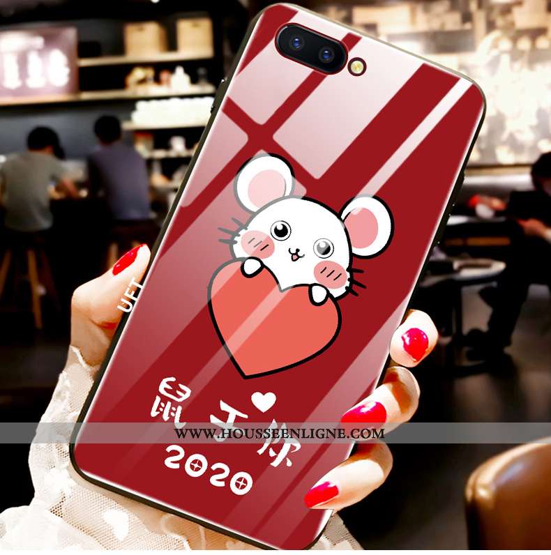 Étui Oppo Ax5 Verre Téléphone Portable Rouge Incassable Tout Compris Rat Net Rouge