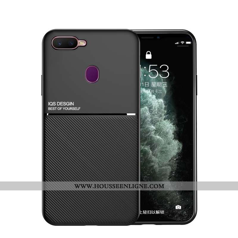 Étui Oppo Ax7 Mode Protection Légère Net Rouge Incassable Cuir Téléphone Portable Noir