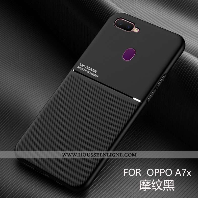 Étui Oppo Ax7 Mode Protection Légère Net Rouge Incassable Cuir Téléphone Portable Noir
