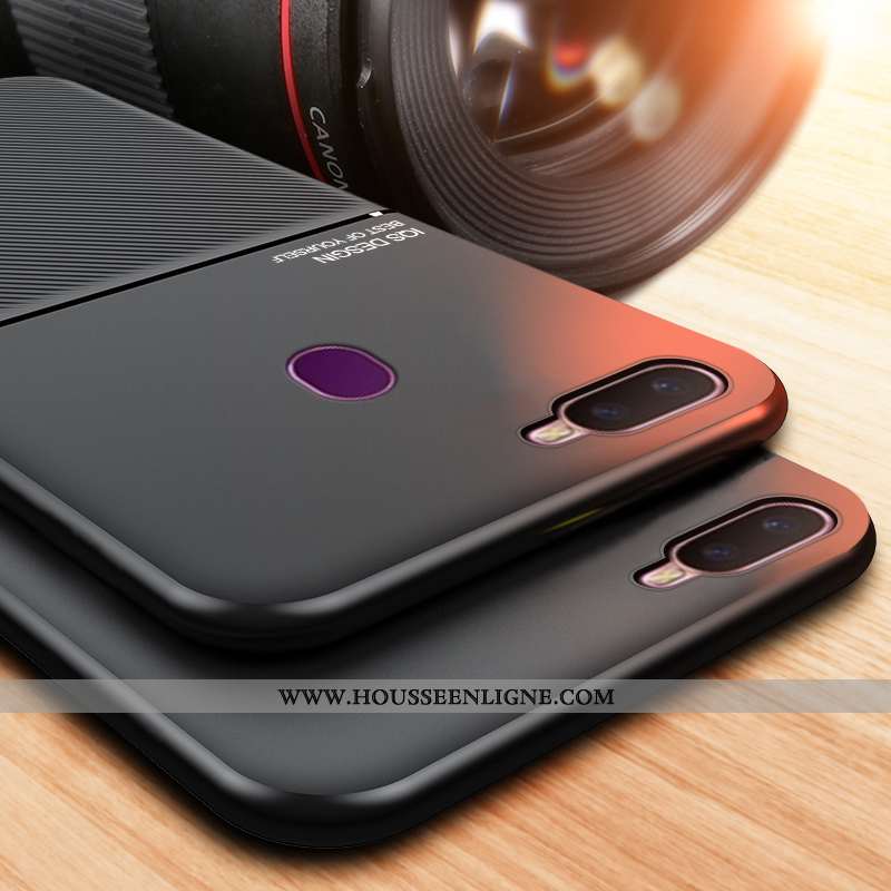 Étui Oppo Ax7 Mode Protection Légère Net Rouge Incassable Cuir Téléphone Portable Noir