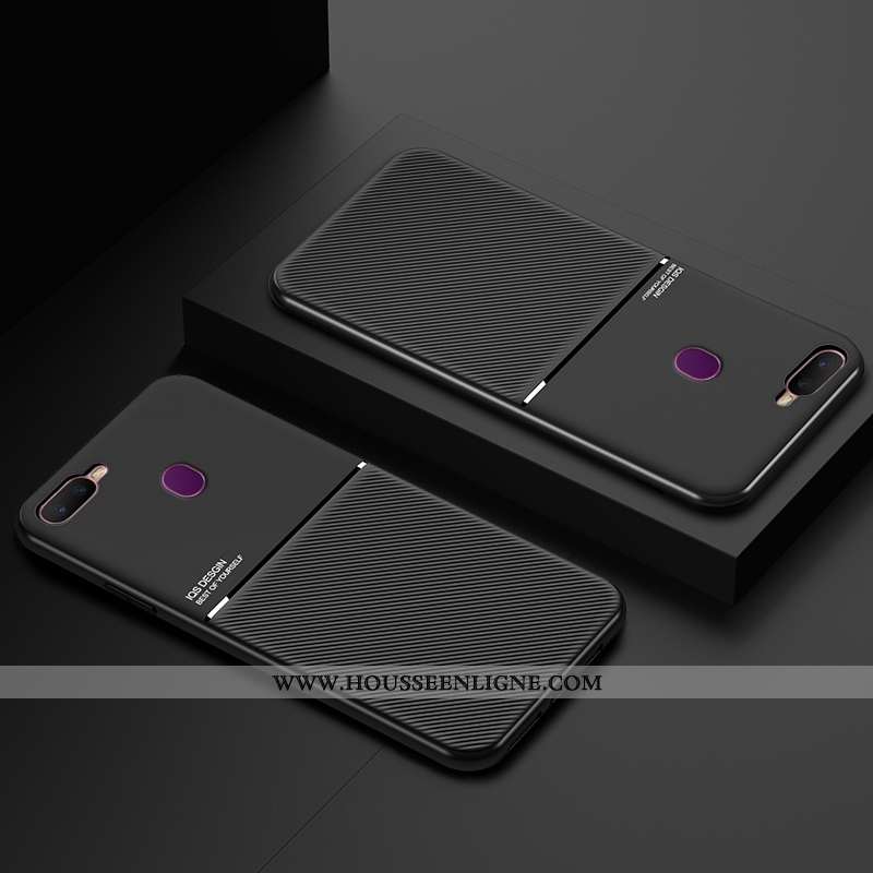 Étui Oppo Ax7 Mode Protection Légère Net Rouge Incassable Cuir Téléphone Portable Noir
