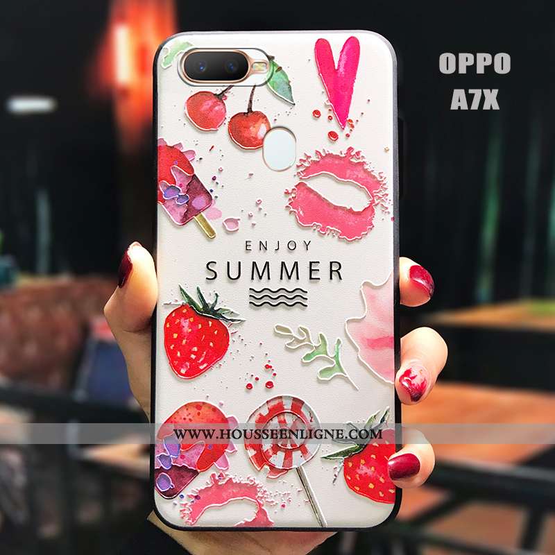 Étui Oppo Ax7 Tendance Légère Incassable Créatif Art Tout Compris Délavé En Daim Rouge