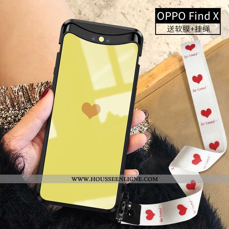Étui Oppo Find X Personnalité Ultra Coque Verre Simple Légère Frais Jaune